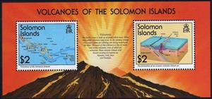 Souvenir Sheet, Volcano Minisheet, Solomon Islands,  , Landscapes, Volcanos