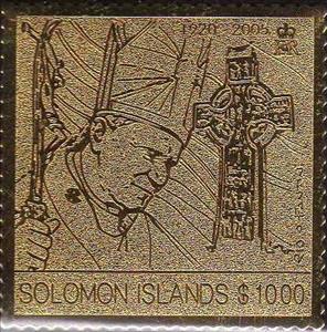 Stamp, With Crucifix, Solomon Islands,  , Popes, Religion