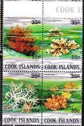 Se-tenant, Corals - Surcharged, Cook Islands,  , Animals (Fauna), Corals and Sponges, Sea Life
