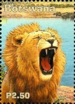 Stamp, Lion (Panthera leo), Botswana,  , Animals (Fauna), Лев, Mammals