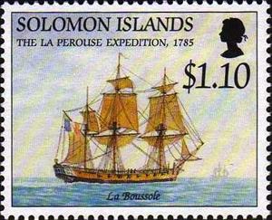 Stamp, Foundering On Reef, Solomon Islands,  , Sailing Ships, Ships, Shipwrecks
