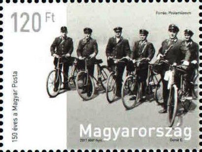 Postmen setting off on their rounds by Csepel bicycle
