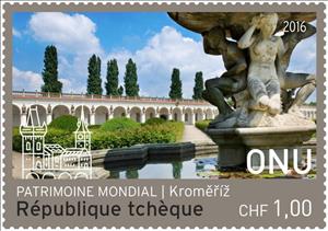 Stamp, Gardens and Castle at Kroměříž, UNO Geneva,  , UNESCO World Heritage Sites