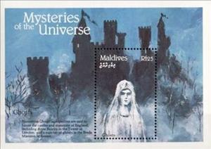 Souvenir Sheet, Ghosts of english castles and mansions, Maldives,  