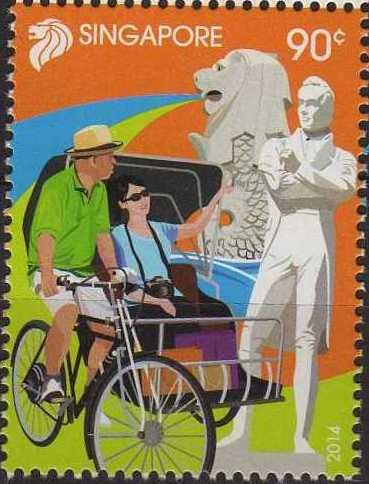 Merlion &amp; rickshaw