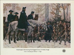 Souvenir Sheet, Washington Reviewing His Army at Valley Forge, by Trego, United States of America,  , Animals (Fauna), Art, Equestrianism and horse riding, Horses, Mammals, Military Forces, Paintings, Uniforms