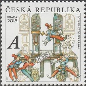 Stamp, Pneumatic post station and postal dwarves, Czech Republic,  , Post Offices
