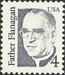Stamp, Father Edward Flanagan, United States of America,  , Famous People, Men, Religion, Theologians