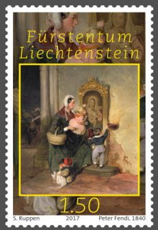 Stamp, Peter Fendi (1796-1842) "A Child's Prayer", Liechtenstein,  , Art, Paintings