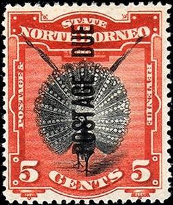 Stamp, Definitive of 1894 with horizontal overprint, North Borneo,  