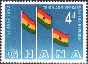 Stamp, Three flags, Ghana,  , Flags