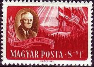 Stamp, Freedom of Speech, Hungary,  , Heads of State, Flags, Human Rights