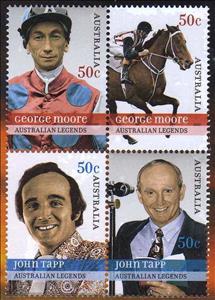Se-tenant, Moore &amp; Tapp block of 4, Australia,  , Horses, Sports