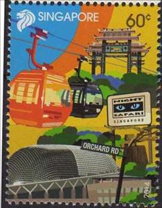 Stamp, Orchard Road &amp; cable car, Singapore,  