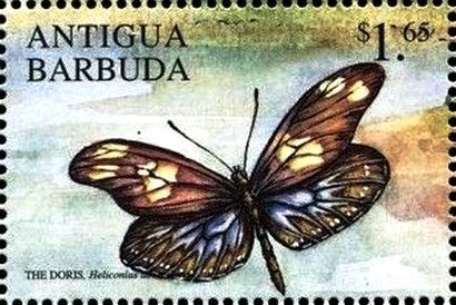 Stamp, Doris, Antigua and Barbuda,  , Butterflies, Insects
