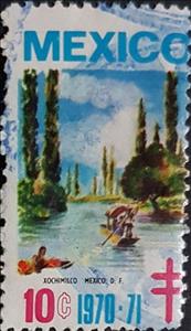 Stamp, Xochimilco - Mexico DF, Cinderellas,  , Landscapes, Tuberculosis / TBC