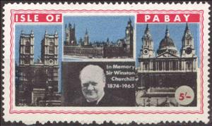 Stamp, London - Churchill, Cinderellas,  , Buildings, People
