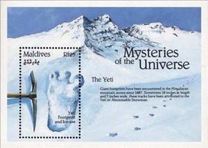 Souvenir Sheet, Footprint of Yeti (abominable snowman), Maldives,  