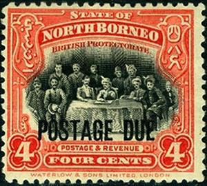 Stamp, Definitive of 1927/1928 with horizontal overprint, North Borneo,  