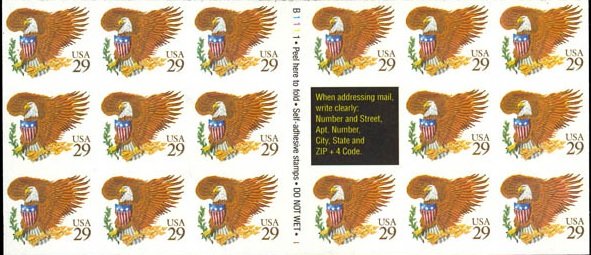 Booklet Pane, Eagle and Shield, United States of America,  , Animals (Fauna), Birds, Birds of Prey, Coats of Arms, Eagles, Stylized Animals