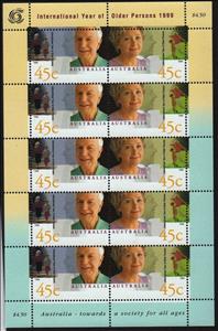 Mini Sheet, International Year of Older Persons sheetlet, Australia,  , Men, Women