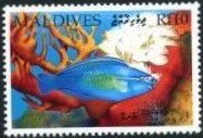 Stamp, Parrotfish, Maldives,  , Animals (Fauna), Fishes, Sea Life