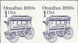 Se-tenant, Omnibus, United States of America,  , Omnibuses, Public Transport, Transport, Vehicles