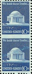 Se-tenant, Jefferson Memorial and Signature, United States of America,  , Architecture, Buildings, Monuments