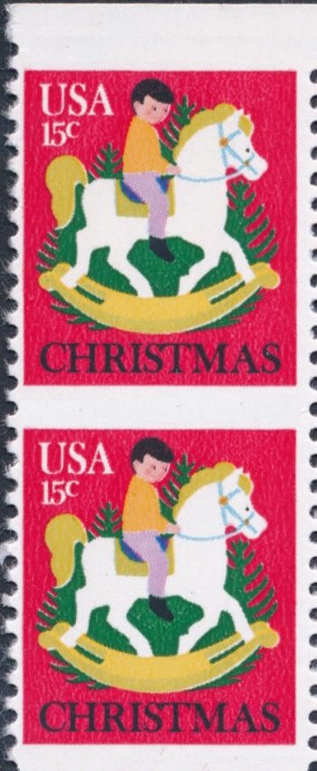 Child on Rocking Horse and Christmas Tree