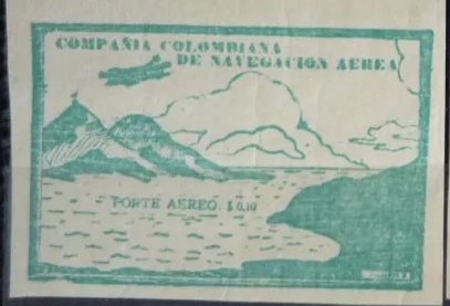 Stamp, Watching the sea from the biplane, Colombia,  , Aircraft, Aviation