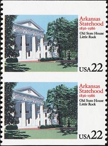 Se-tenant, 150 Years Arkansas Statehood, Old State House, Little Rock, United States of America,  , Anniversaries and Jubilees, Government Buildings
