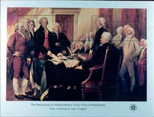 Souvenir Sheet, Declaration of Independence, by John Trumbull, United States of America,  