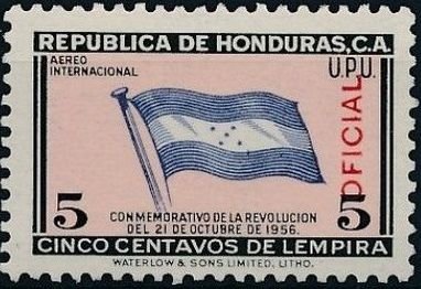 Stamp, Overprinted, Honduras,  , Flags