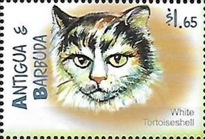 Stamp, White tortoiseshell, Antigua and Barbuda,  , Cats