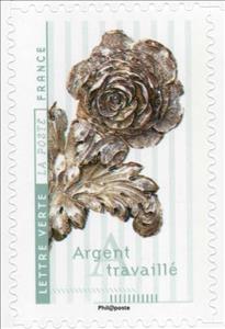 Stamp, Silver, France,  , Art, Flowers, Silver Objects