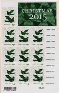 Mini Sheet, Self Adhesive (green) Dove Sheetlet, Australia,  , Christmas, Stylized Animals