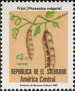 Stamp, Phaseolus vulgaris, El Salvador,  , Agriculture, Plants (Flora)