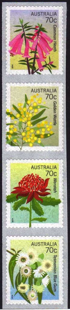 Se-tenant, Self Adhesive Strip of 4, Australia,  , Flowers, Leaves, Plants (Flora), Trees