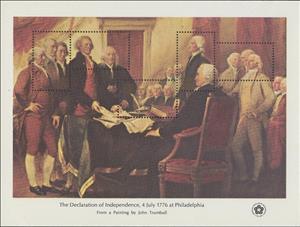 Souvenir Sheet, Declaration of Independence, by John Trumbull, United States of America,  