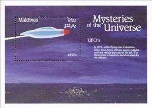Souvenir Sheet, UFO near Columbus, Ohio, Maldives,  