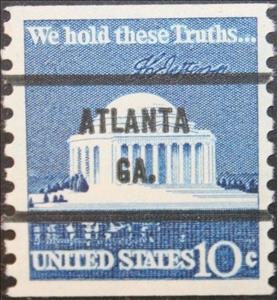 Stamp, Jefferson Memorial and Signature, United States of America,  , Architecture, Buildings, Monuments