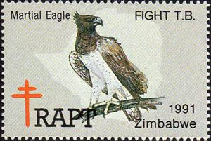 Stamp, Zimbabwe - Diverse and Enchanting; Martial Eagle, Cinderellas,  , Birds, Tuberculosis / TBC