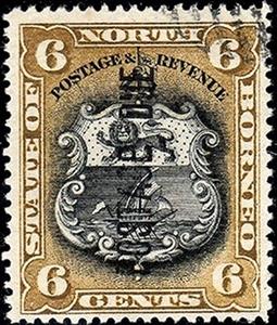 Stamp, Coat Of Arms - overprinted, North Borneo,  , Coats of Arms, Heraldic Animals, Лев, Sailing Ships, Ships