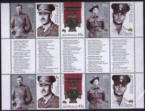 Mini Sheet, Victoria Cross Gutter strip, Australia,  , Medals and Marks of Honour, Men