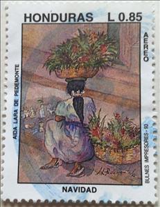 Stamp, Flower Vendor - Aida Lara de Pedemonte, Honduras,  , Christmas, Paintings