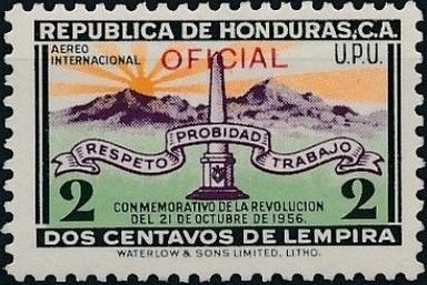 Stamp, Overprinted, Honduras,  , Monuments