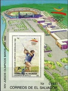 Souvenir Sheet, Hammer throw, El Salvador,  , Olympic Games, Sports