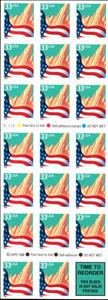 Booklet Pane, Flag over City, United States of America,  