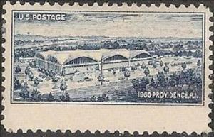 Stamp, Architect's Sketch of New Post Office, Providence, R.I., United States of America,  , Architecture, Post Offices, Postal Traffic