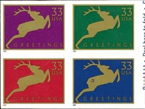 Se-tenant, Christmas 1999 - Jumping Reindeer, United States of America,  , Christmas
